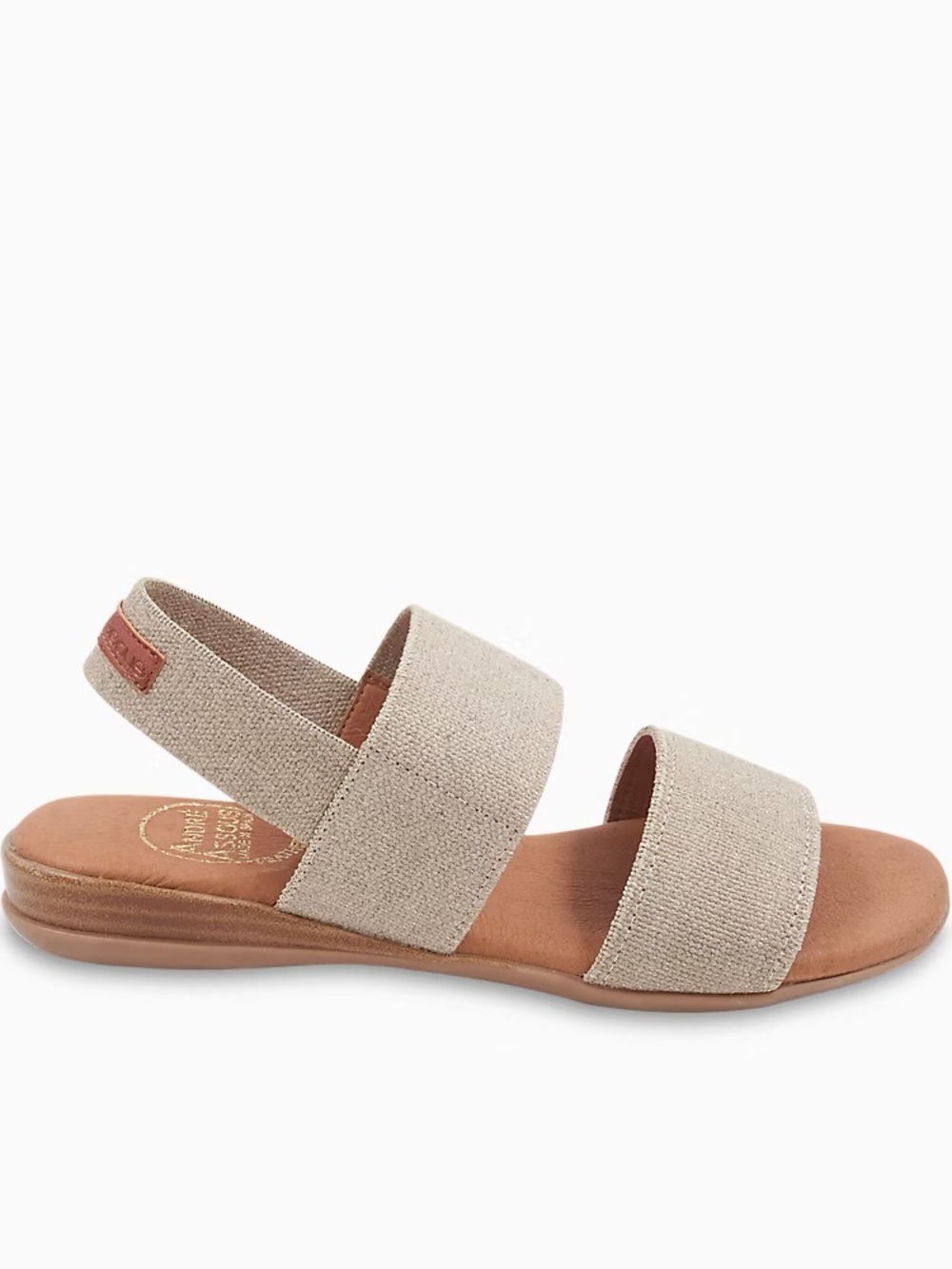Andre Assous Natural Linen-Strap Brown Footbed Sandals